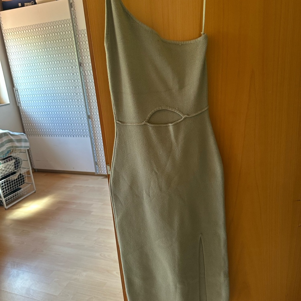 Petal & Pup One-Shoulder Olive Dress